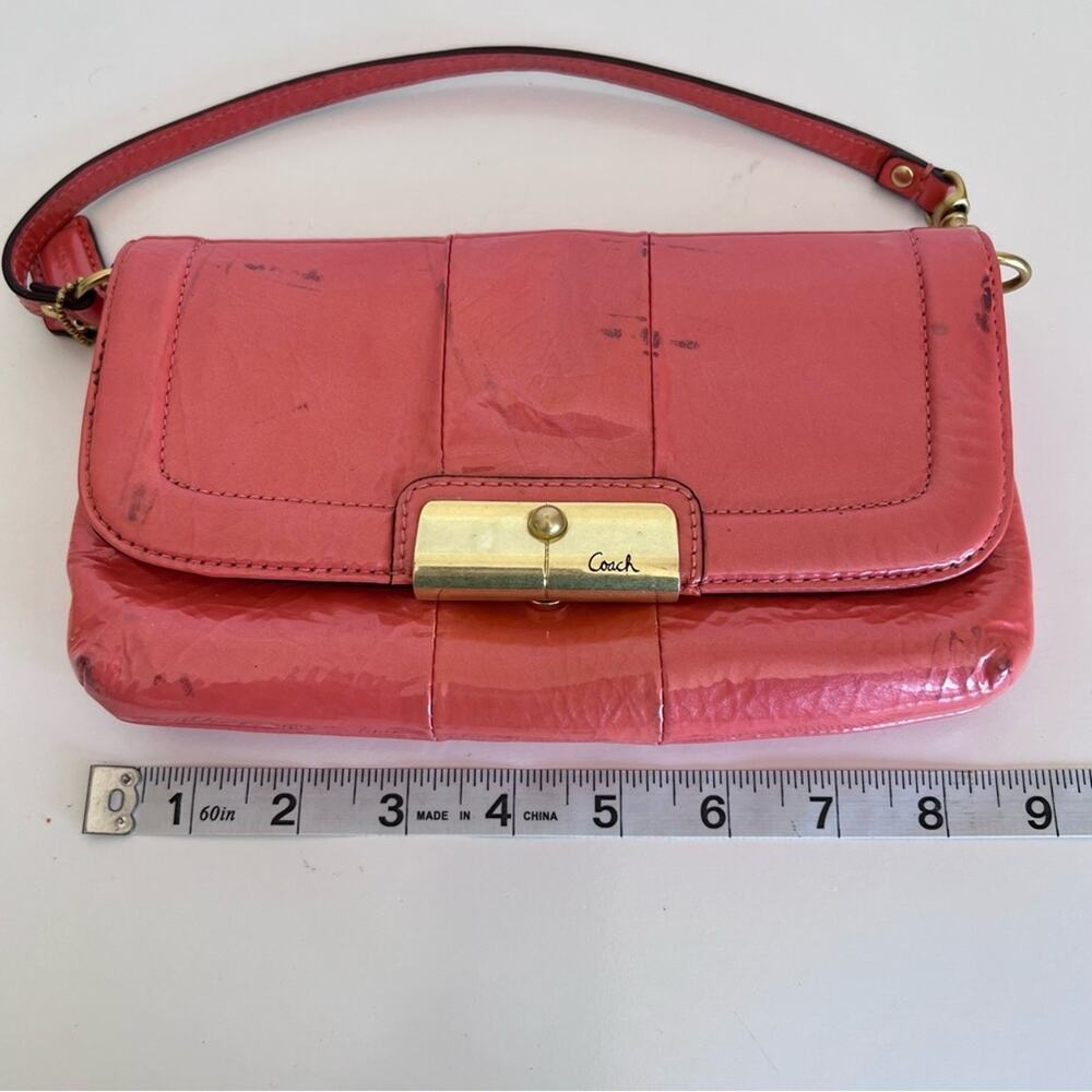 Coach Kristen Coral Patent Leather‎ Wristlet Clutch - Picture 10 of 14